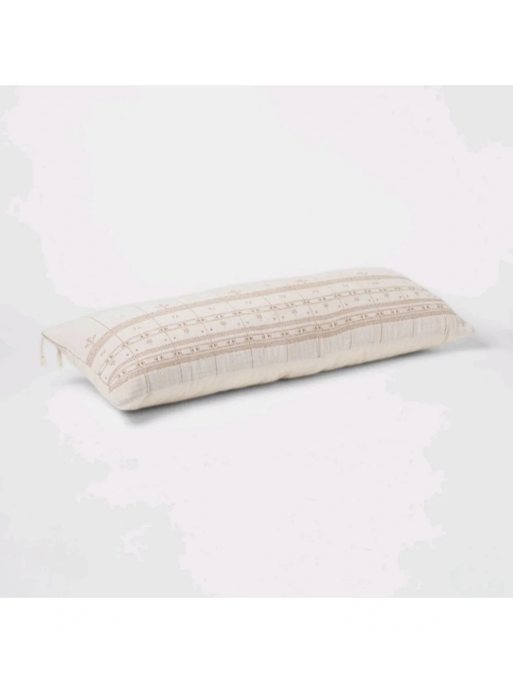 Threshold 14” x 36” Traditional Embroidered Oblong Pillow Ivory